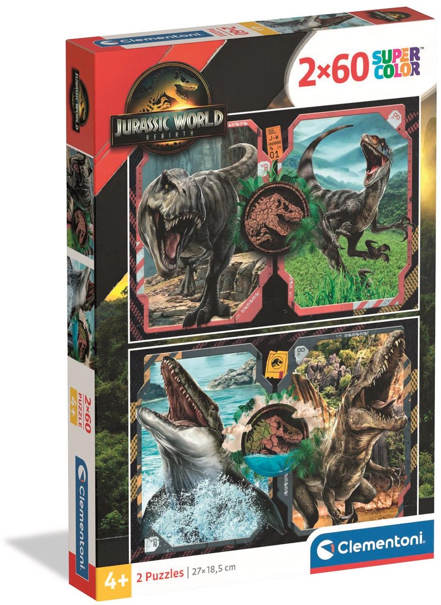 Clementoni puzzle mundo jurasico, 2x60uds.
