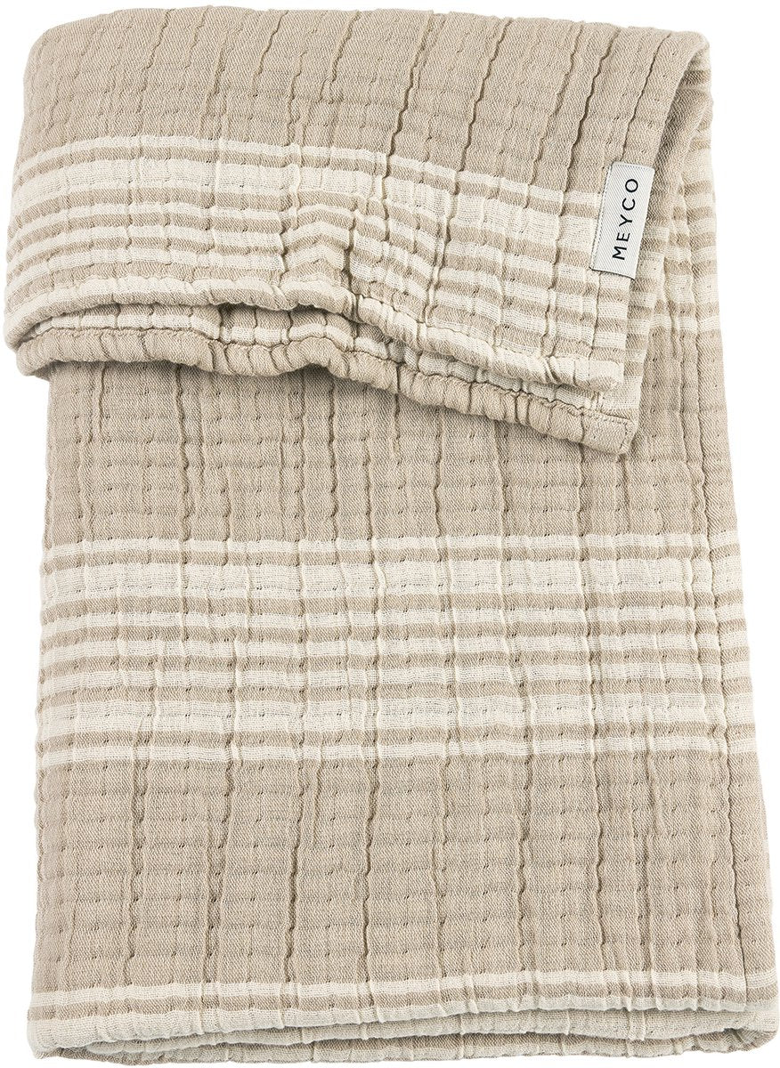 Coperta per culla Meyco baby stripe jacquard - idrofila prelavata - sabbia - 100x150 cm - 1,5 tog