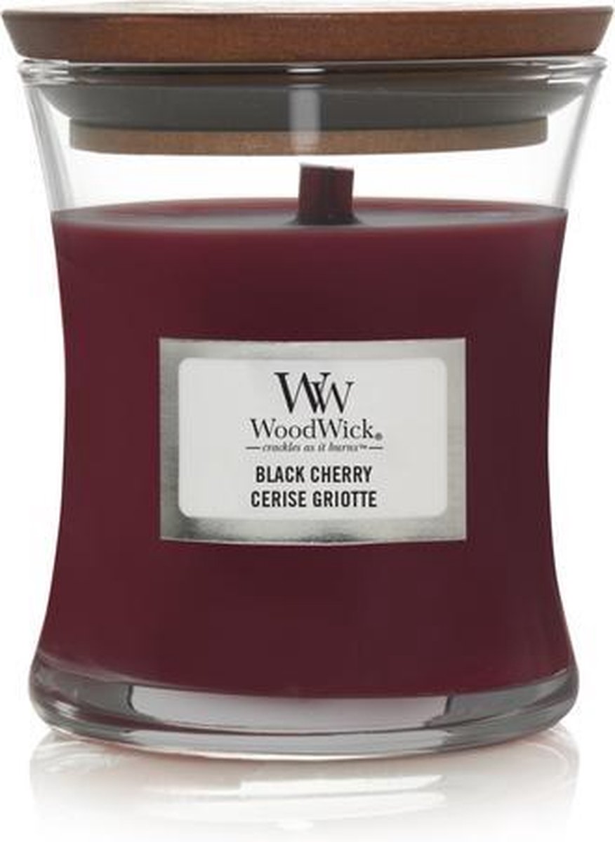 Woodwick hourglass medium scented candle - black cherry - 60 burning hours