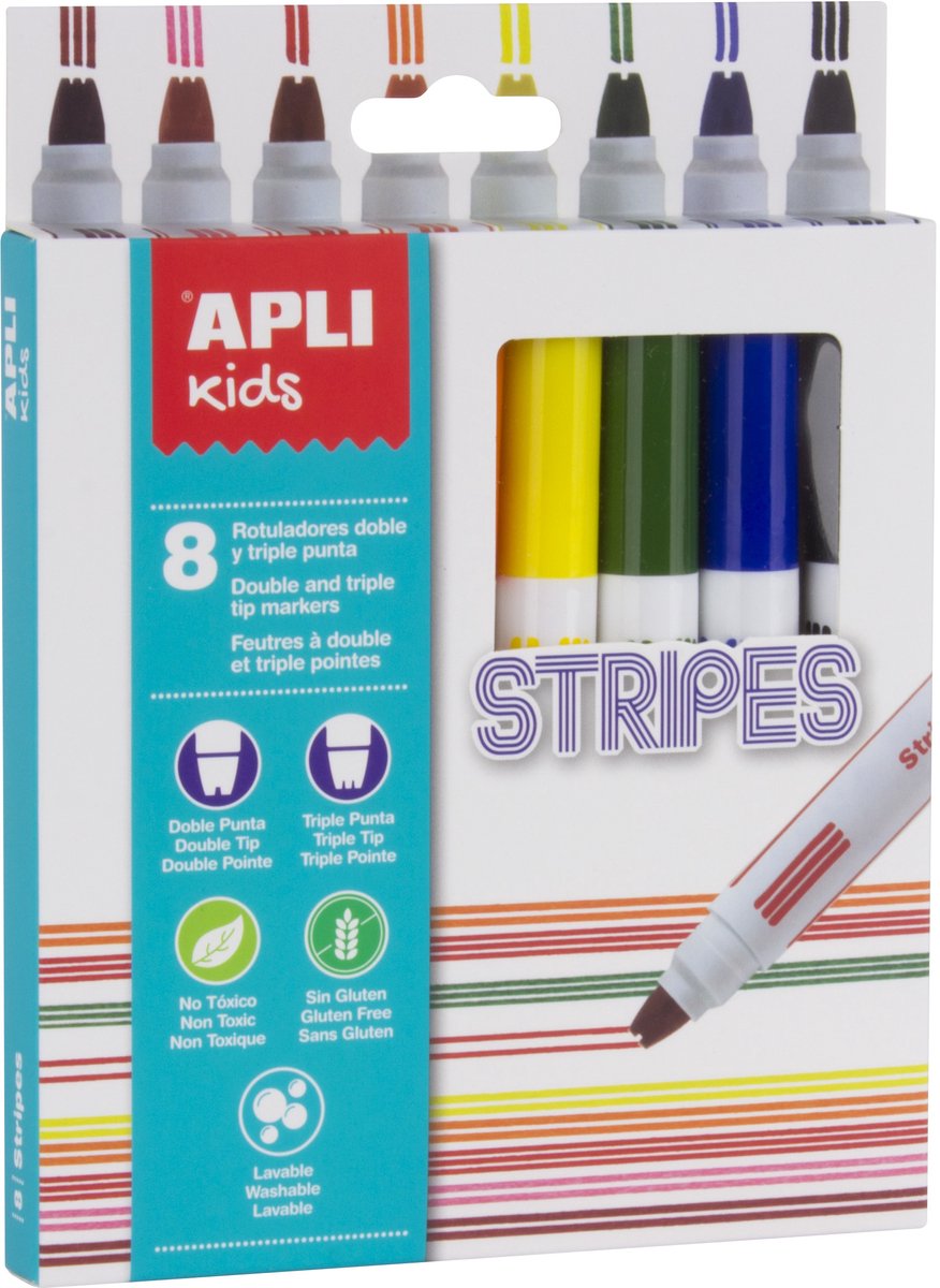 Apli Kids Stripes Marker 8 pezzi
