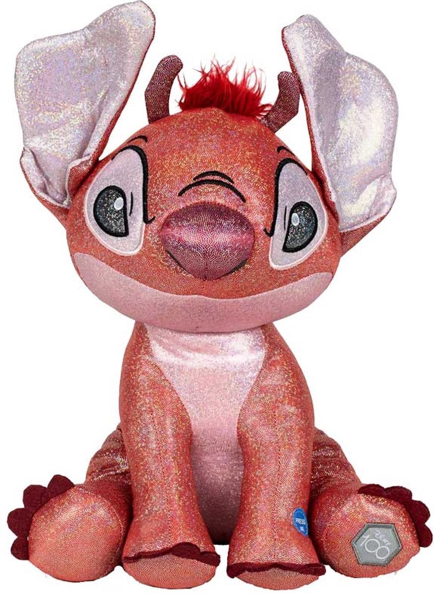 Disney 100 anni - lilo stitch: peluche 28cm con glitter e suoni - leroy