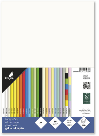 Merkloos sans marque kangaro papier - formato a4 - 80 gramos - roomwit - pak 100 vel - k-0041f020