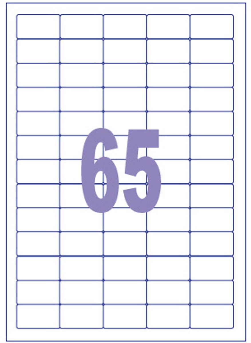 Kangaro etiket - inkjet laser kopieer - 38,1x21,2mm - 100 vel - 65 stickers per vel