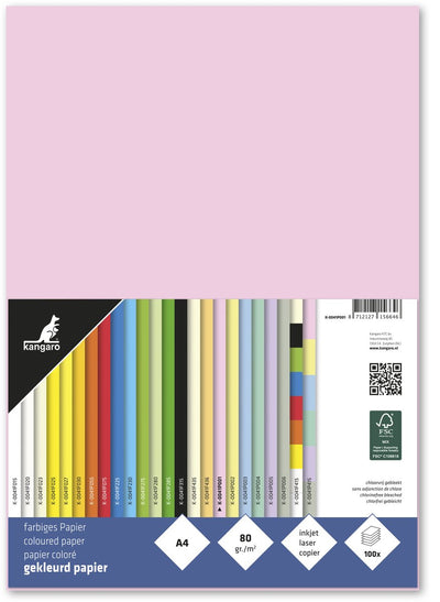 Kangaro colored paper - size a4 - 80 grams - pastel pink - pack 100 sheets - k-0041p001