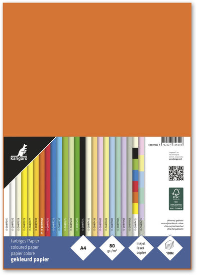 Kangaro colored paper - size a4 - 80 grams - orange - pack 100 sheets - k-0041f055