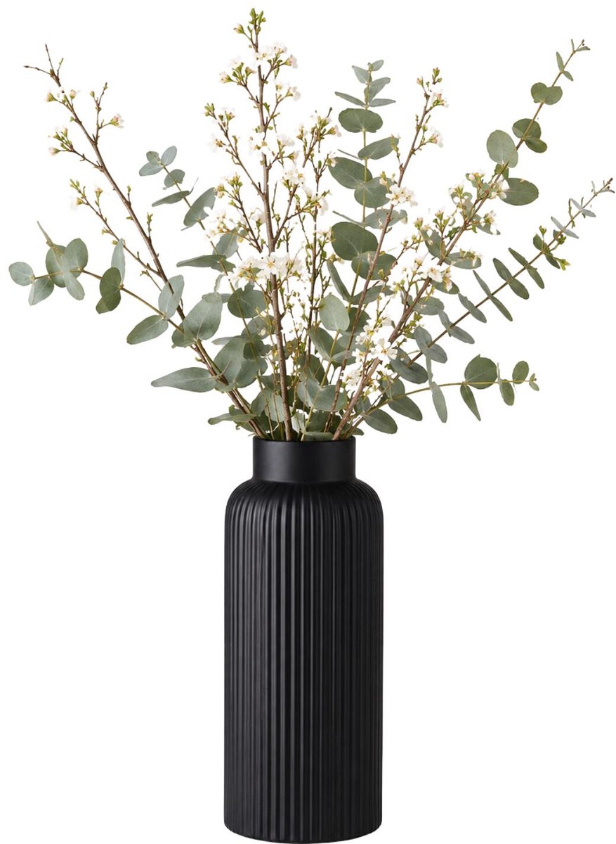 Arti casa articasa florero gomera - negro - 10 x 28 cm - cerámica - jarrones con forma de botella