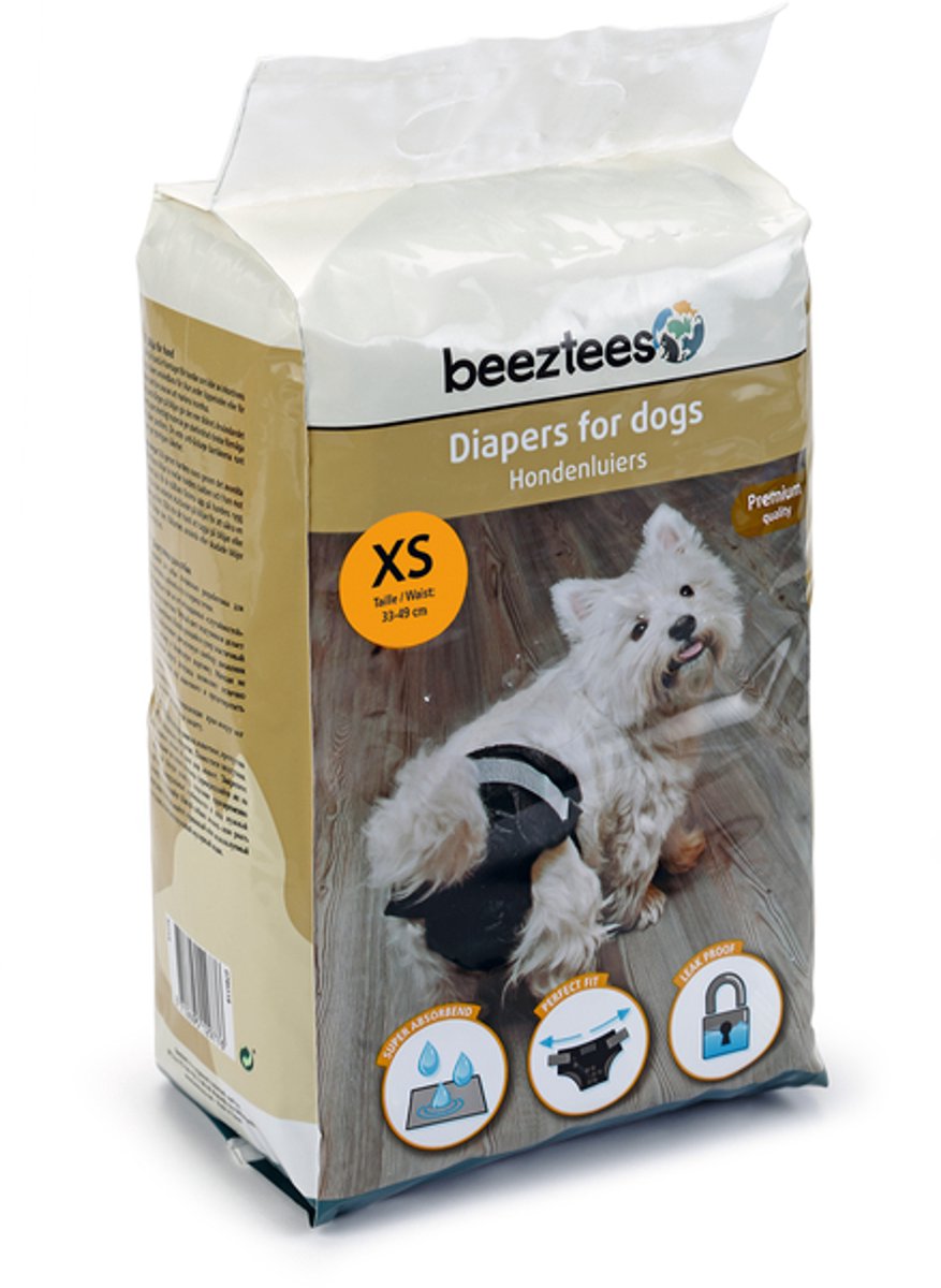 Beeztees hondenluier xs - loopsheidbroekje hond - zwart - 22st