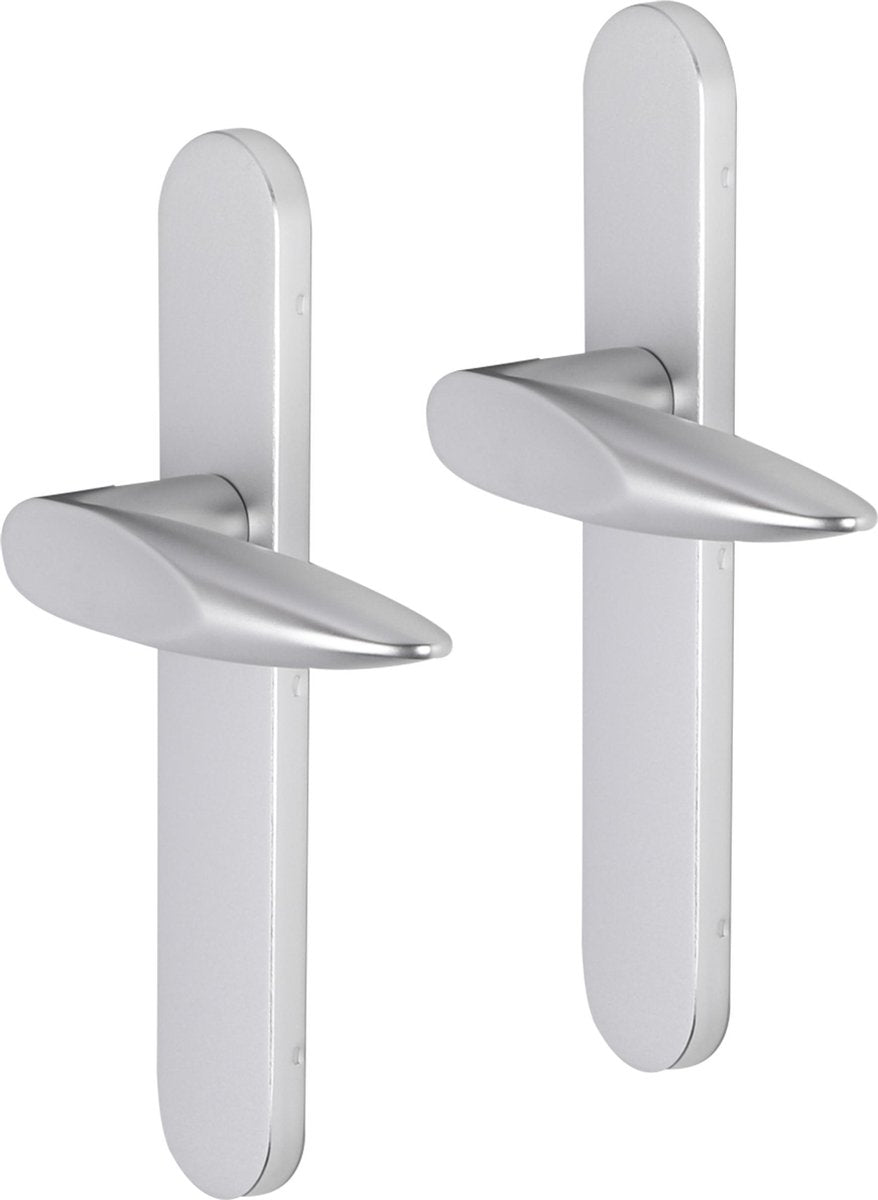 Impresso deurkruk - sutton - voor binnen - ovaal deurschild - aluminium - 2 stuks