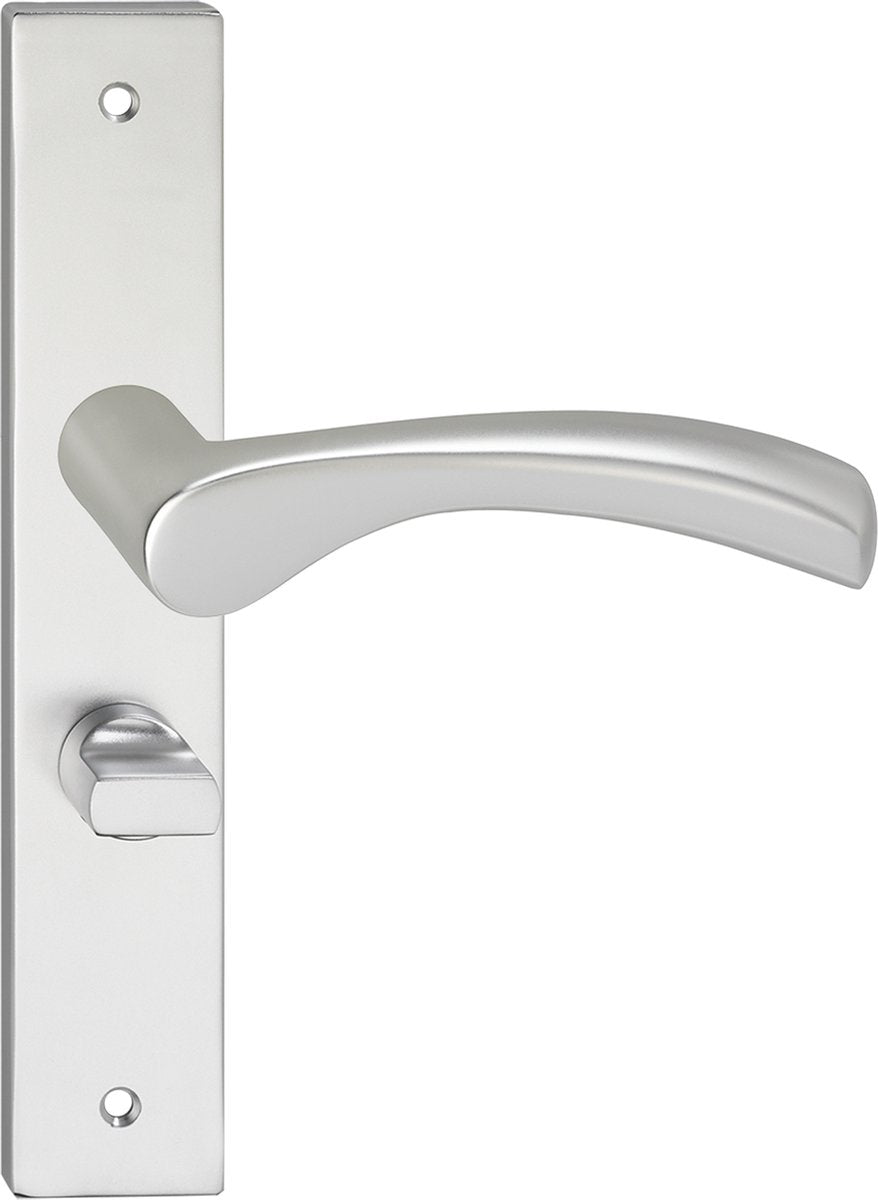 Maniglia per porta Impresso - oxford - per interni - scudo quadrato con viti e serratura WC - alluminio - 2 pezzi