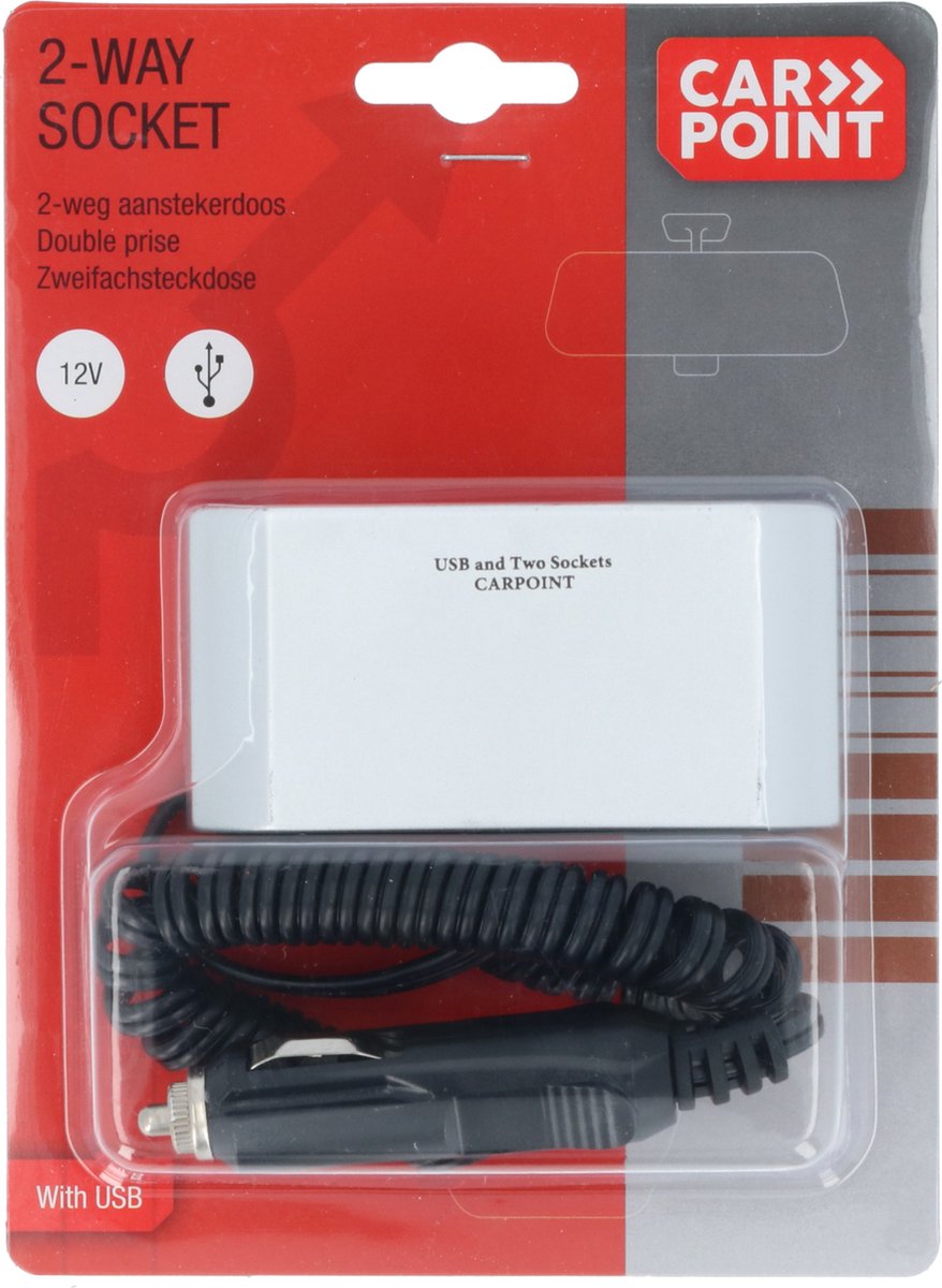 Multipresa Carpoint a 2 vie 2x12v 1xusb 2.4a
