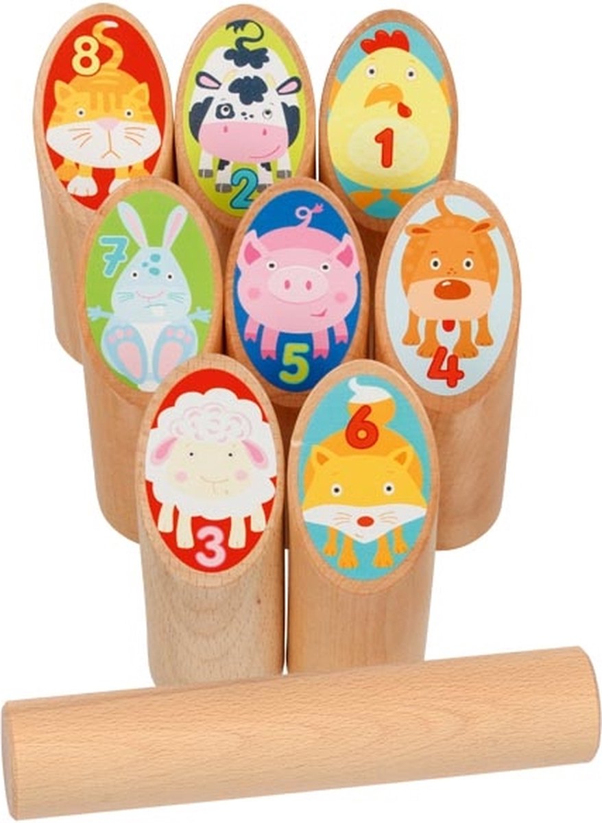 Goki Wooden Viking Game Animals en bolsas de algodón