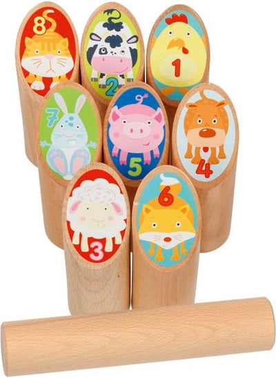 Goki Wooden Viking Game Animals in Cotton Bag