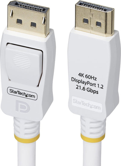 Startech .com Cable displayport 1.2 certificado Vesa de 1,8m, blanco, 4k 60hz, conectores dp bloqueables, cable dp 1.2
