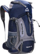 Mochila Springos - mochila - multifuncional - camping - viaje - funda para lluvia - silbato - 60 litros - gris azul