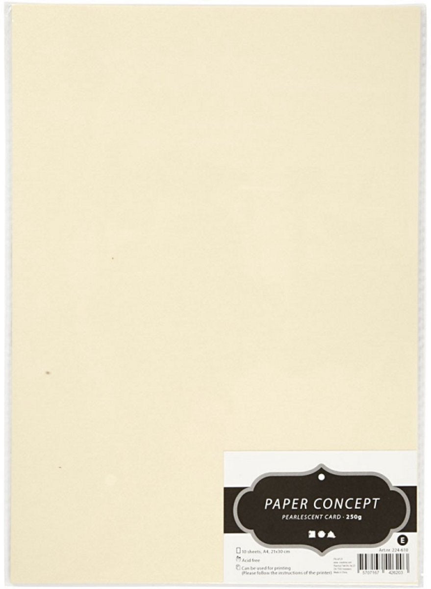 Creativ company mother of pearl cardboard, a4, sheet 210x297 mm, 250 g, beige mother of pearl, 10 sheets 1 box