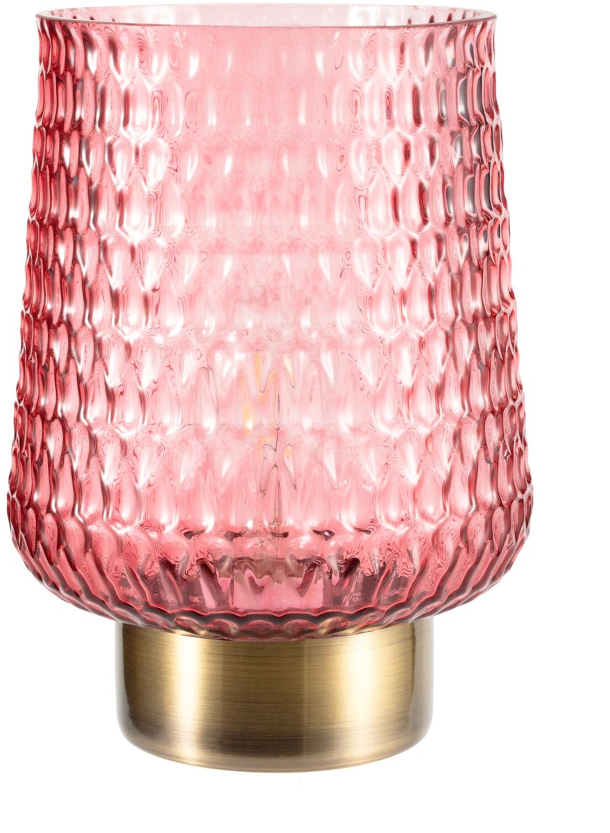 Lámpara de mesa LED a pilas Pauleen - E27 - blanco cálido 2700k - 30 lm - 0,8W - salón dormitorio - glamour rosa - latón rosa