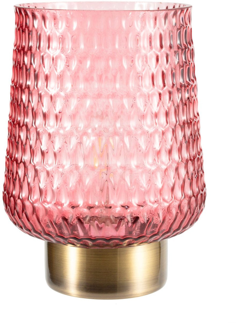Lámpara de mesa LED a pilas Pauleen - E27 - blanco cálido 2700k - 30 lm - 0,8W - salón dormitorio - glamour rosa - latón rosa