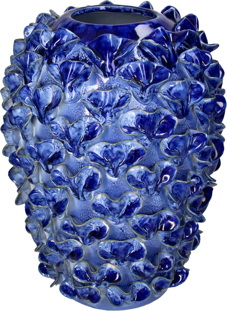 Jarrón colección HD loza azul 23x23x30,5cm