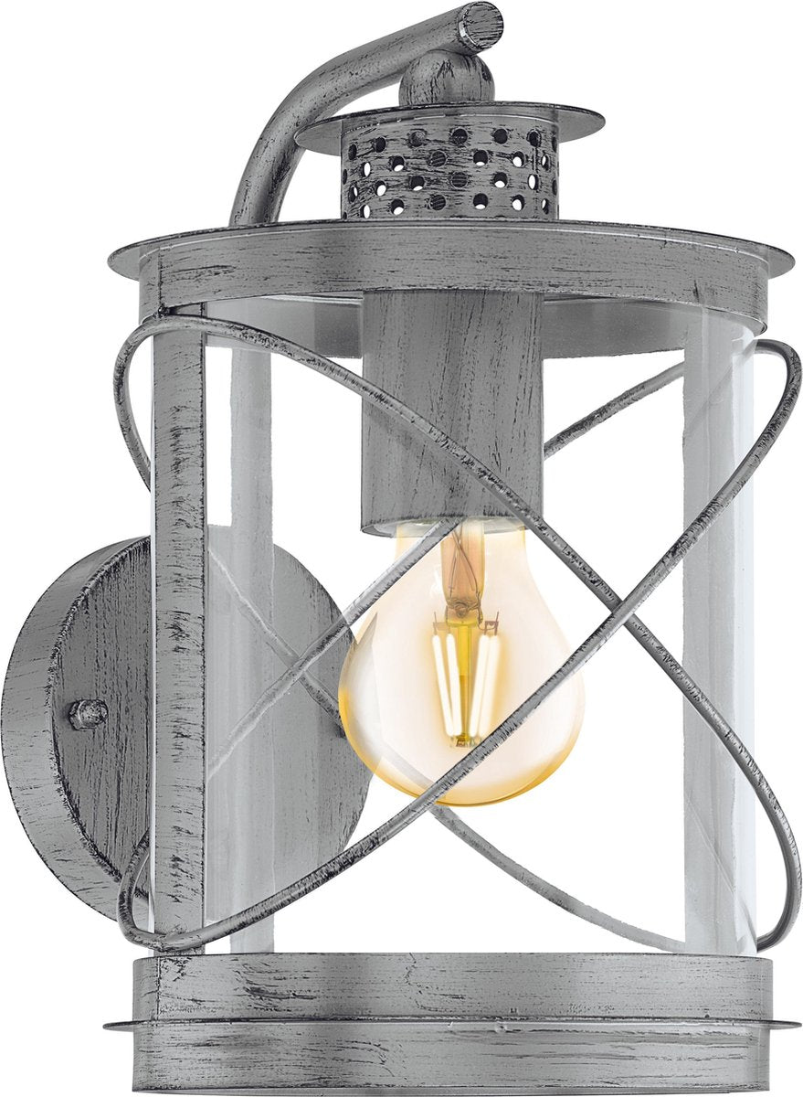 Eglo hilburn 1 wandlamp buiten - e27 - 28 cm - zilver antiek