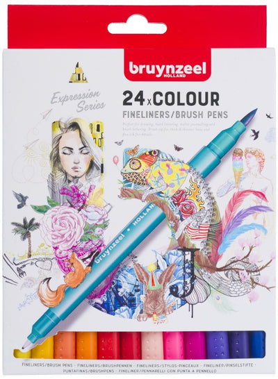 Bruinzeel Fineliner Brushpennen, 24 °.