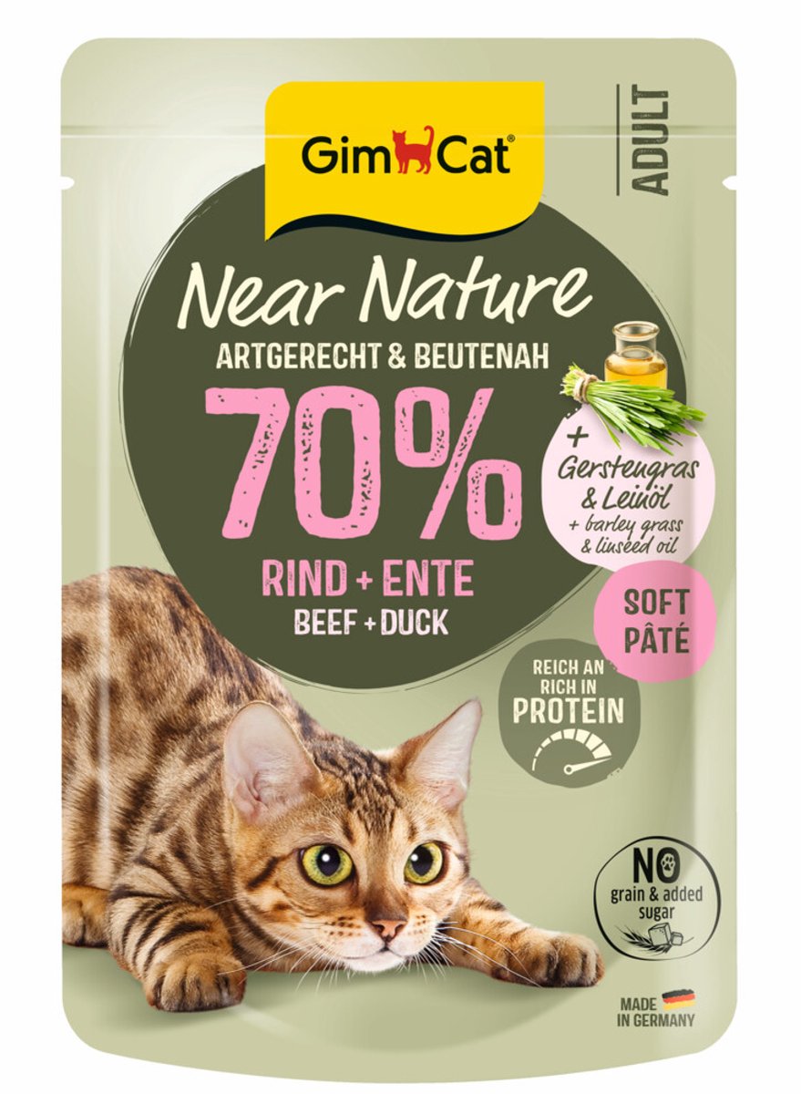 Gimcat kattenvoer near nature rund eend - 16 x 85 gr - voordeelverpakking