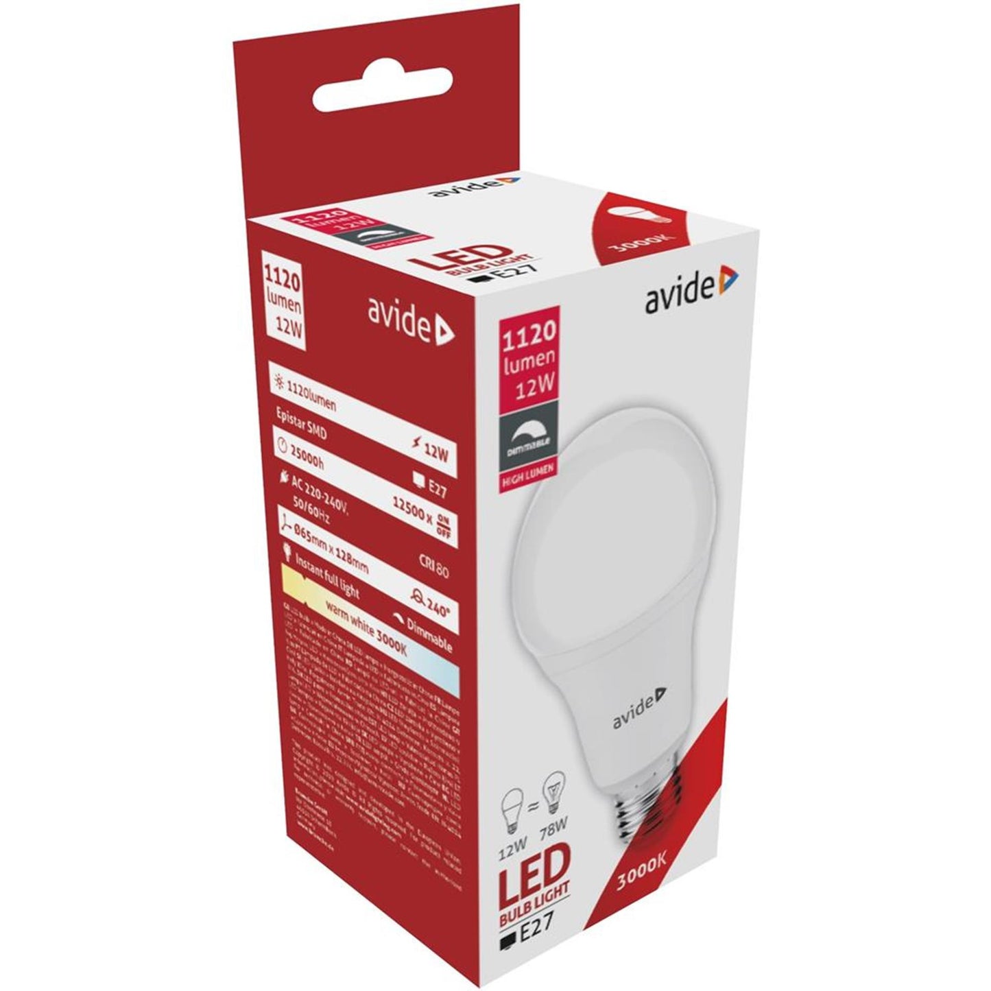 Lampada LED Avide E27 12W 3000K WW dimmerabile
