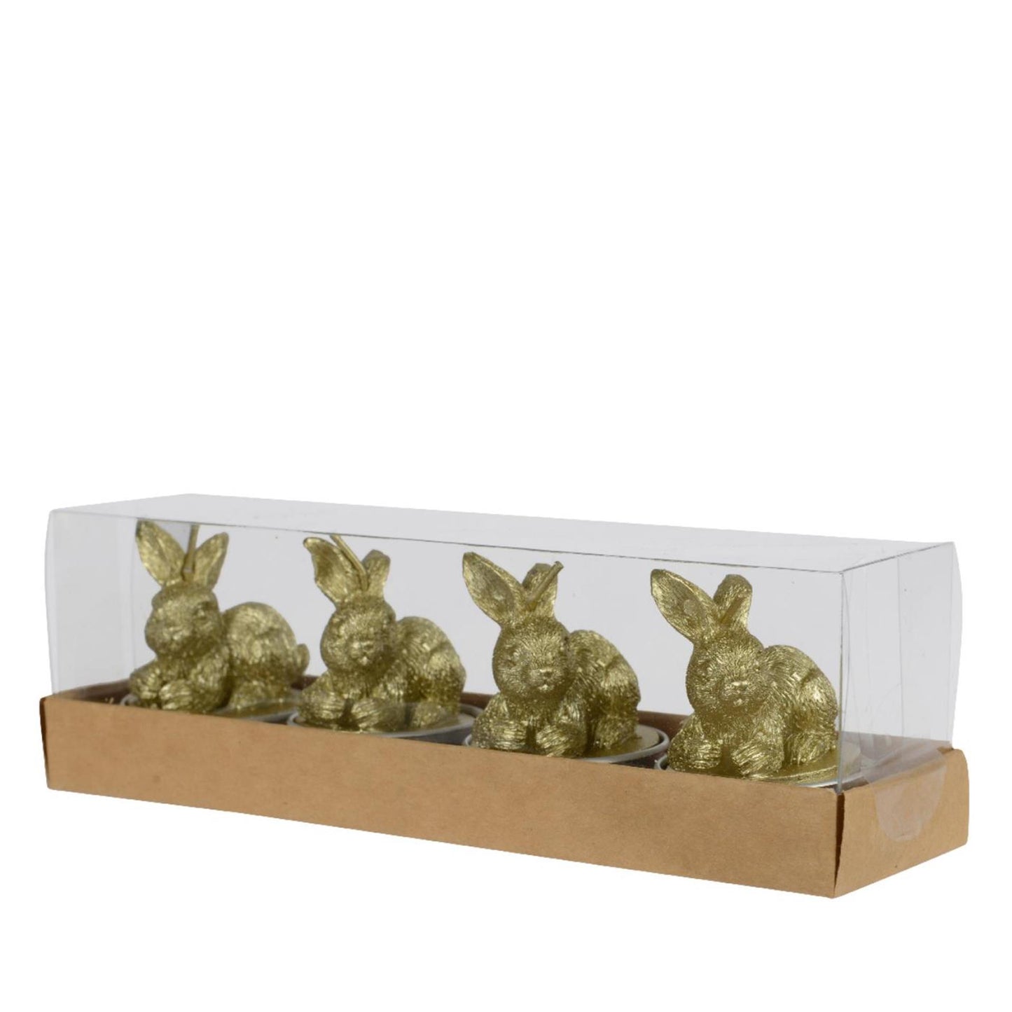Decoris juego de velas de té conejo 4 h6cm dorado