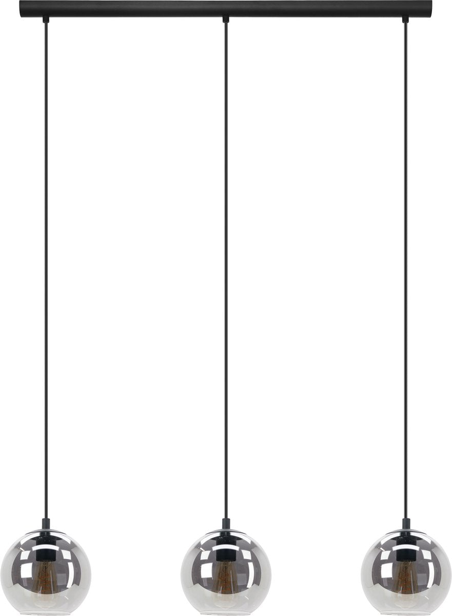 Eglo ariscani hanglamp - e27 - 76,5 cm - zwart - rookglas
