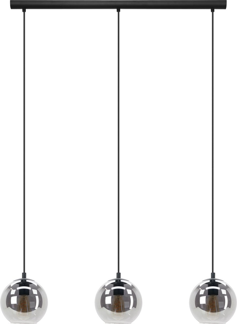 Lámpara colgante Eglo ariscani - e27 - 76,5 cm - negro - cristal ahumado