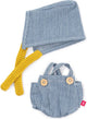 Bambole Miniland ml: tutina blu per bambino 21 cm, 2 pezzi, con cappello, con gruccia, 3+