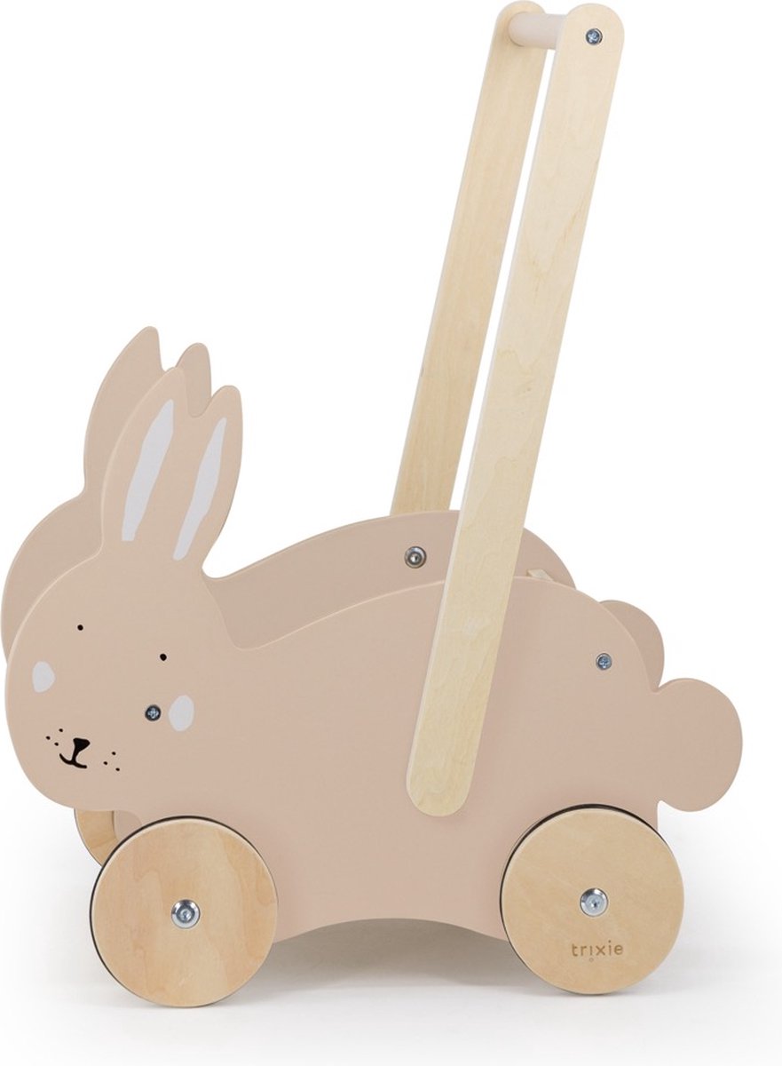Trixie houten loopwagen - mrs. rabbit - babywalker - kinder speelgoed - loopkar vanaf 1,5 jaar - voor jongens en meisjes - fsc