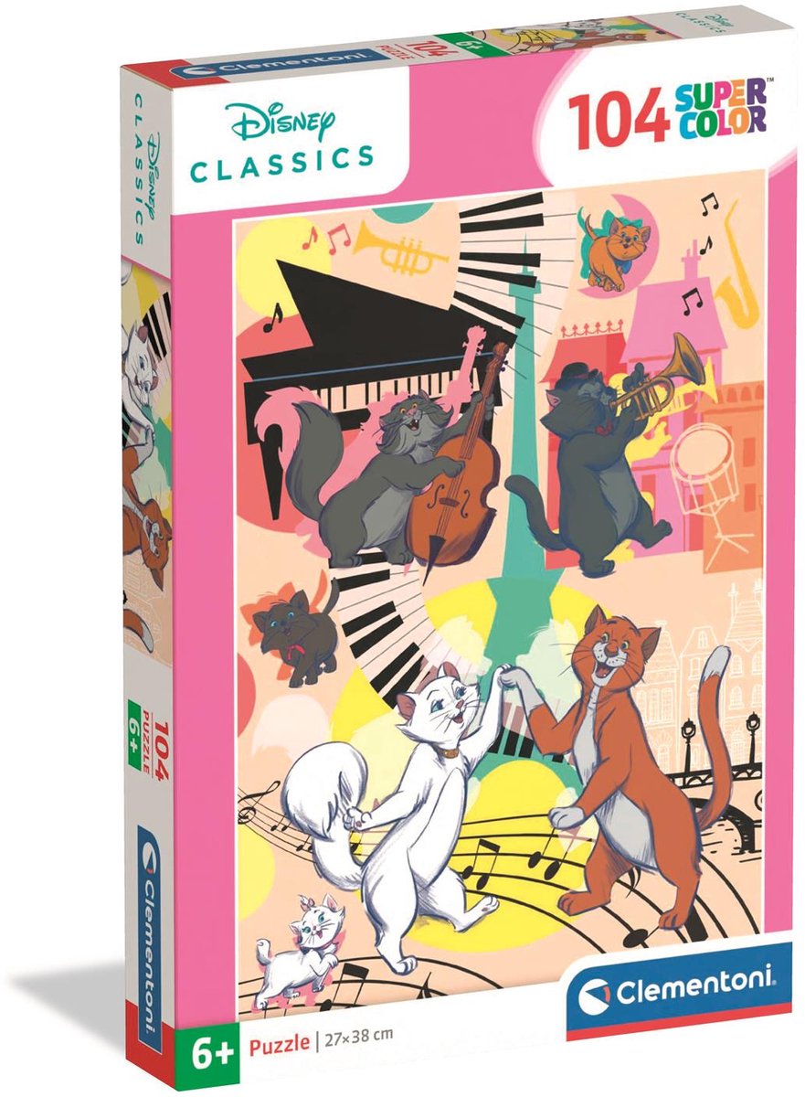 Clementoni - puzzel - 104 stukjes - aristocats - kinderpuzzel - vanaf 6 jaar