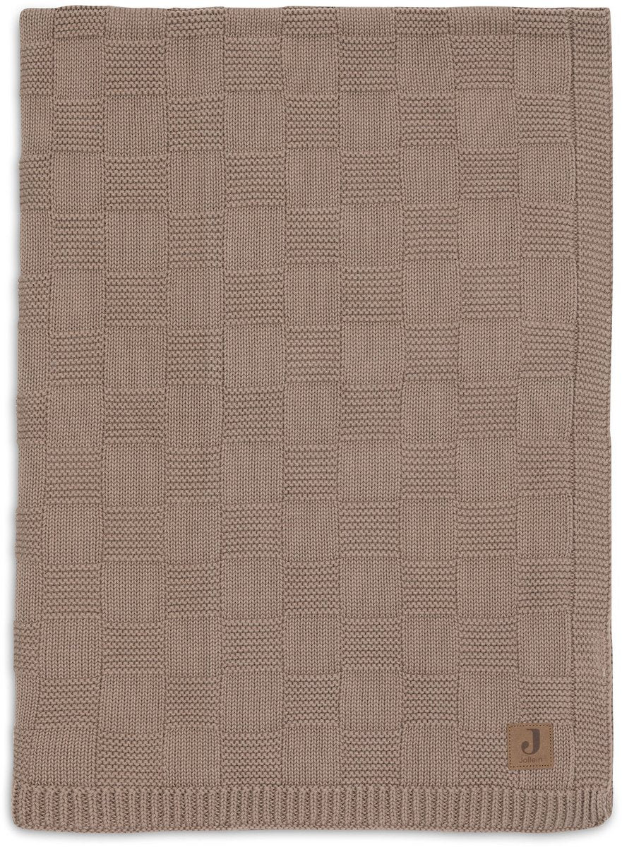 Coperta per culla Jollein - 100x150 cm - maglia a scatola - caffè latte