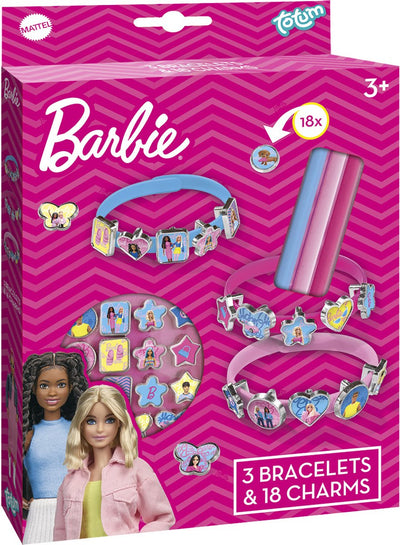 Realizzazione di braccialetti a cursore Totum Barbie 3 con 18 ciondoli - giocattoli per ragazze da 3 anni - set di gioielli artigianali per bambini