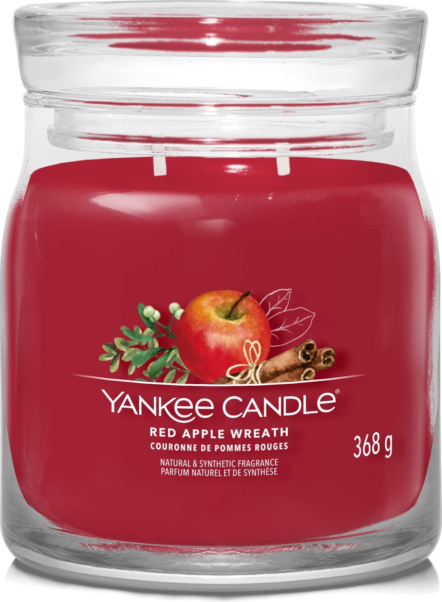 Yankee candle - red apple wreath medium scented candle - 50 burning hours - 2 wicks