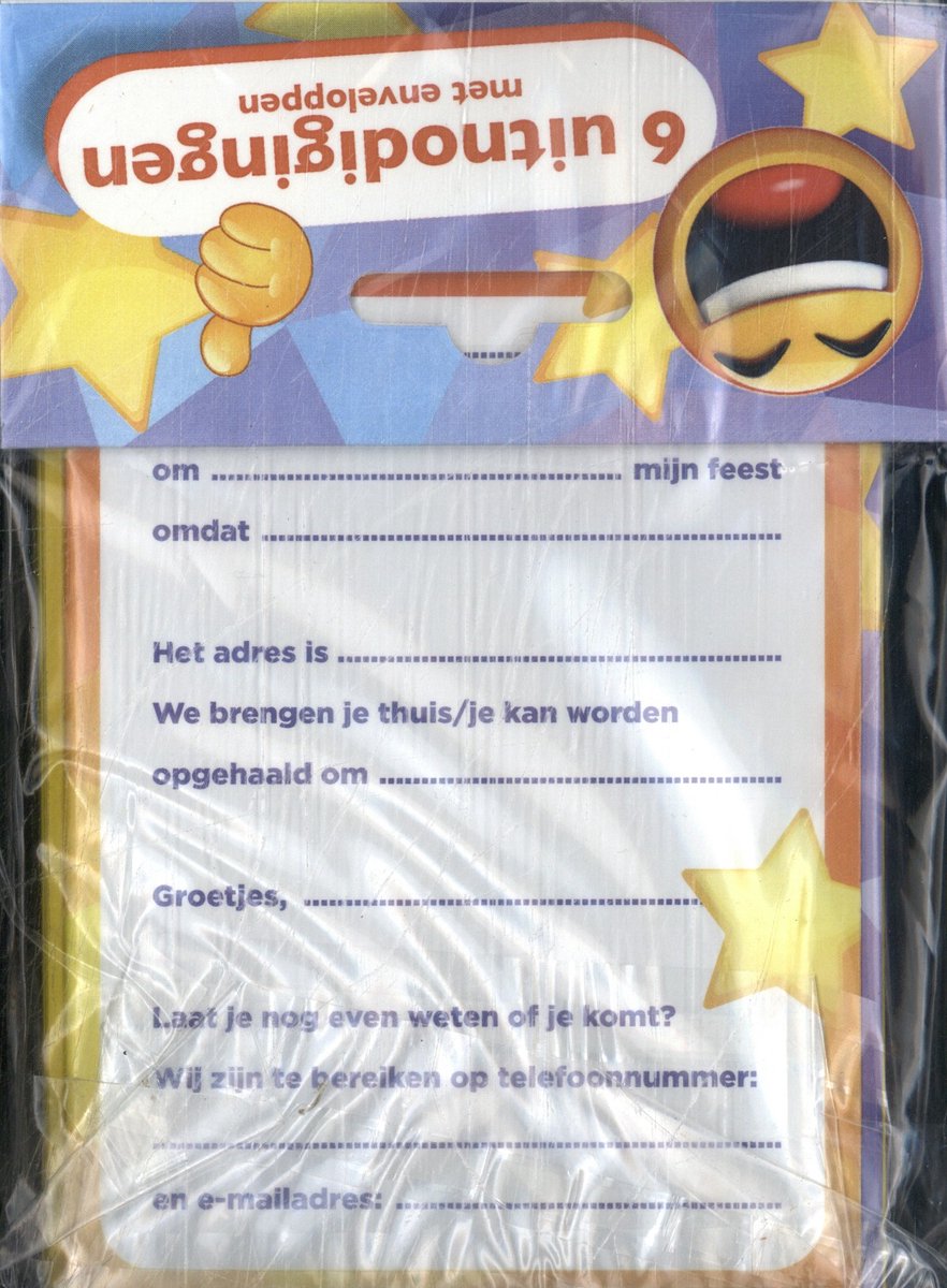 Interstat uitnodigingskaarten - emoji - zonnebril - 6st.
