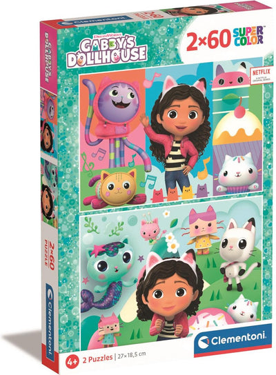 Clementoni puzzel gabby's poppenhuis, 2x60st.