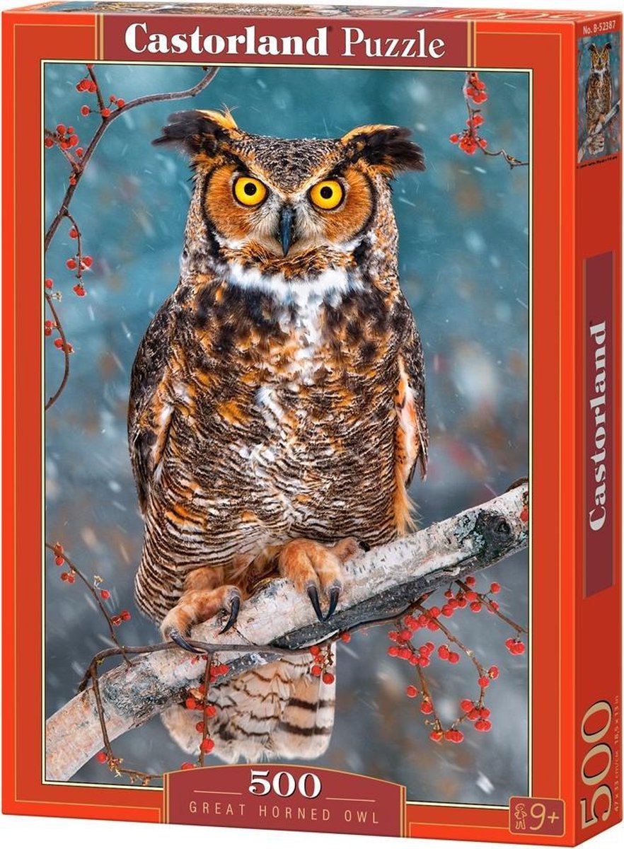 Castorland great horned owl – puzzel – 500 stukjes – satijnen afwerking – perfecte pasvorm – europese kwaliteit