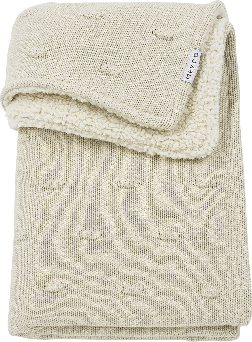 Coperta per culla Meyco Baby Knots Teddy - Sabbia Morbida - 75x100 cm - 2.0 tog