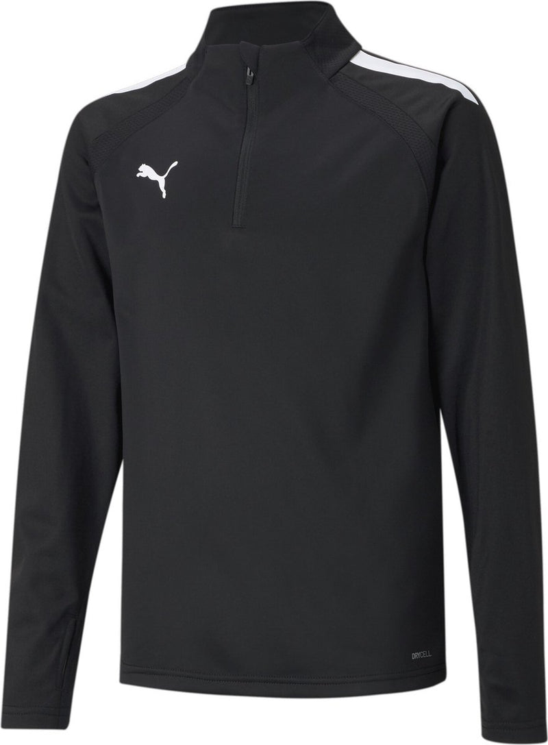 Puma teamliga 1 4 zip top jr camiseta deportiva unisex - negro-blanco