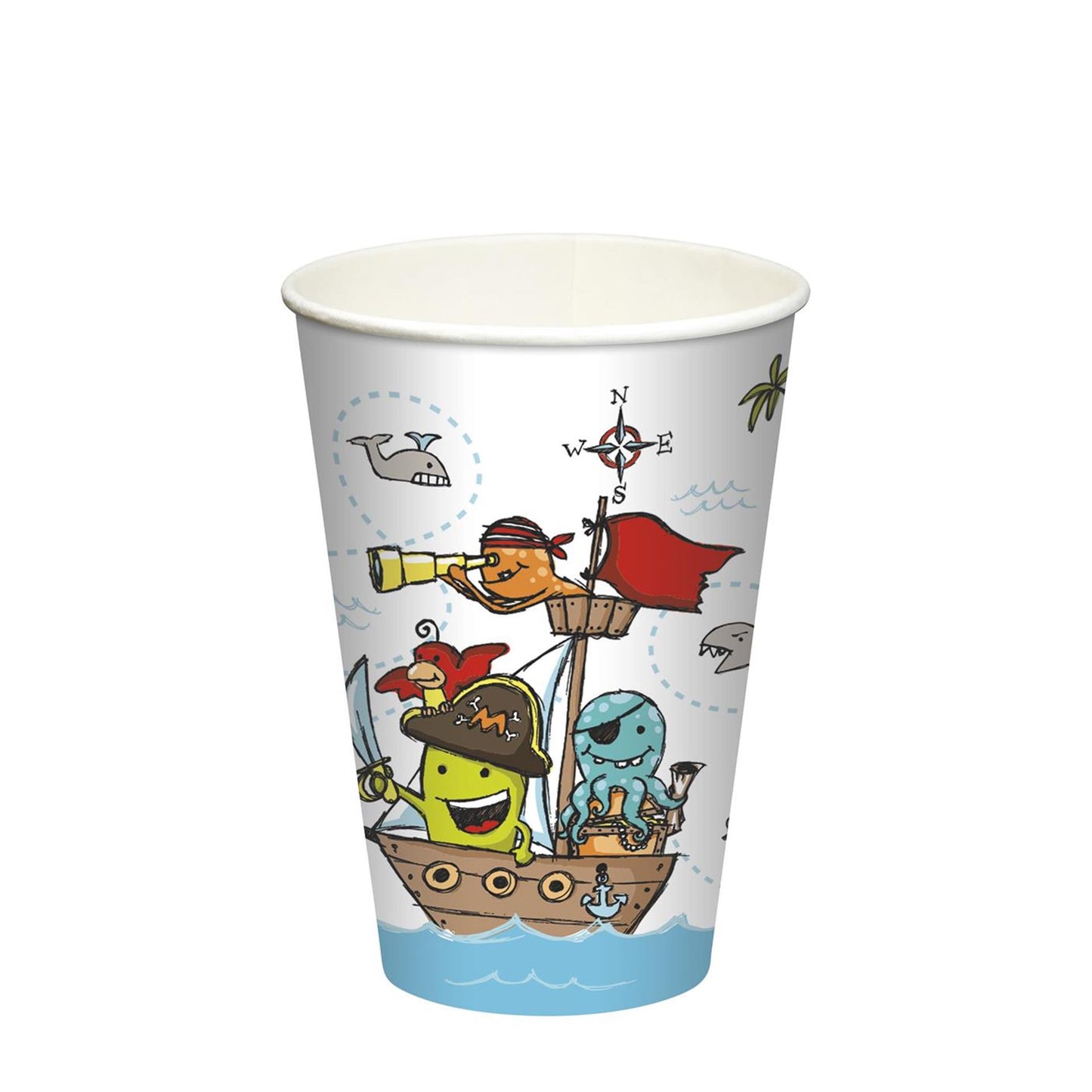 Papstar bekers pirate crew karton 0,2l ø7x9,7cm