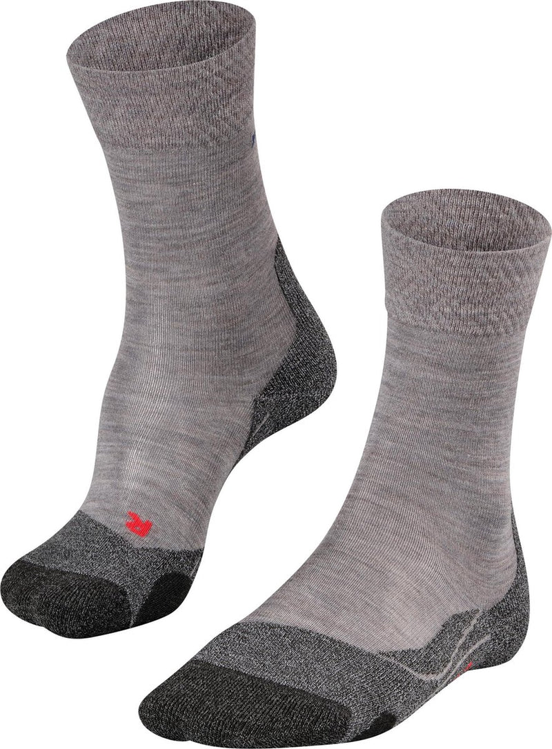 Calcetines para caminar Falke tk2 melange antiampollas de lana gruesa material funcional mujeres gris - talla 39-40