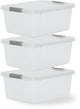 Caja de almacenamiento Iris con clips - 12,5 l - apilable - plástico - gris transparente - juego de 3
