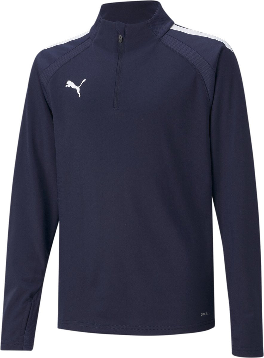 Puma teamliga 1 4 zip top jr unisex sporttop - navy- white