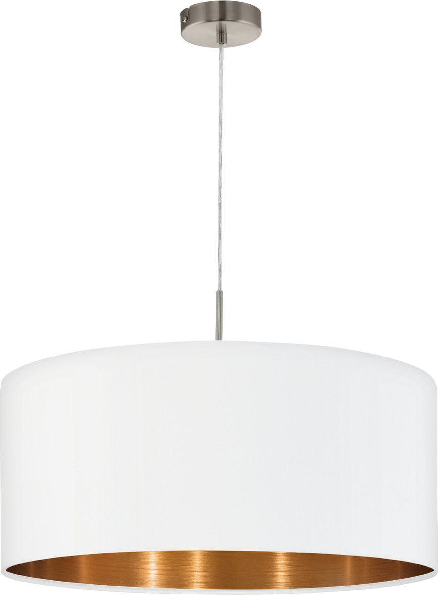 Eglo pasteri - hanglamp - 1 lichts - ø53 cm - nikkel-mat - wit - koper