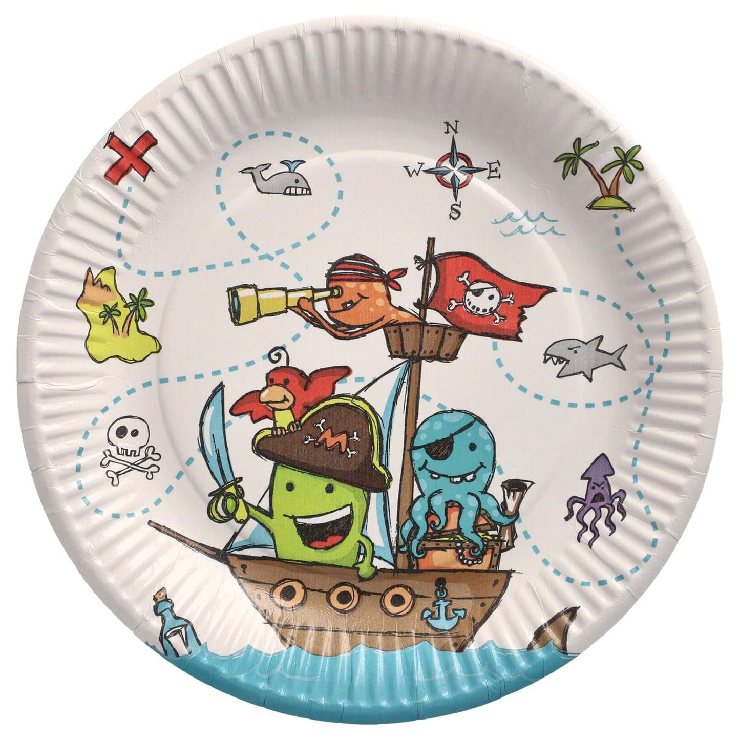 Piatti Papstar equipaggio pirata in cartone ø23cm