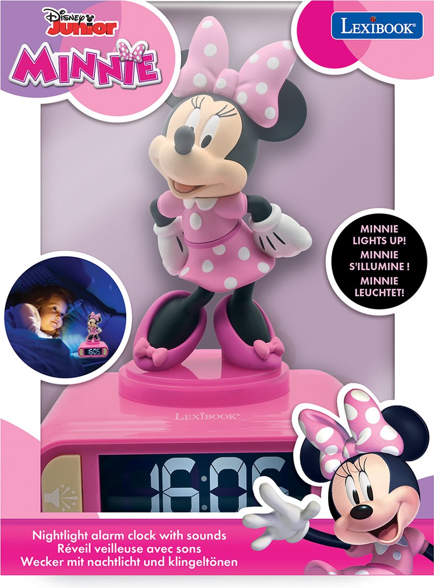 Sveglia digitale Lexibook con luce notturna Minnie 3D ed effetti sonori
