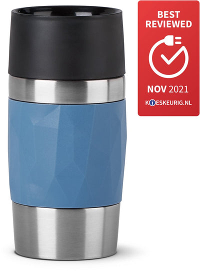 Tefal travel mug compact - thermosfles - 0.3l - blauw - lekvrij - geschikt voor warme en koude dranken