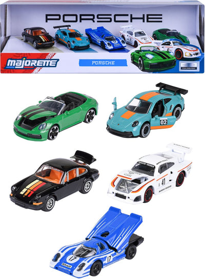 Juego Majorette Porsche, 5 piezas.