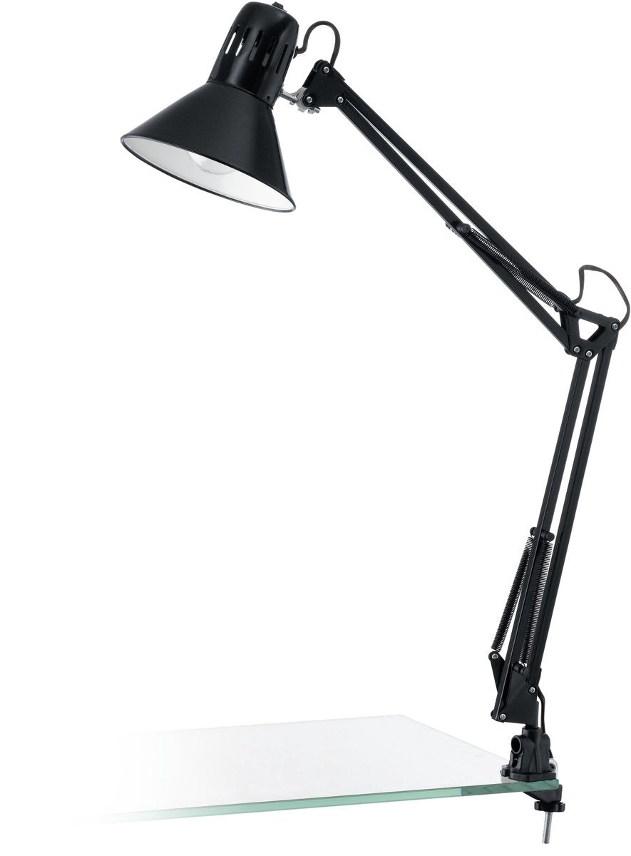 Eglo firmo tafellamp - klemlamp - e27 - 73 cm - zwart glanzend